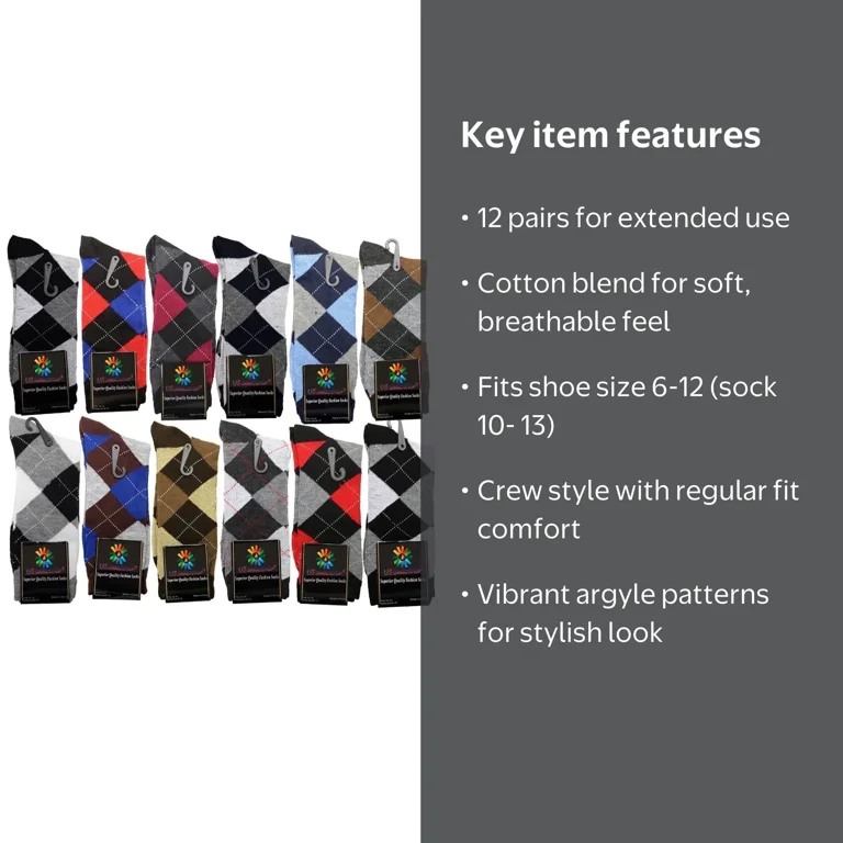argyle dress socks Light Champagne Cotton Mens The Tie Bar Smooth combed cotton knit 15-18 / argyle powder blue/denim/oatmeal