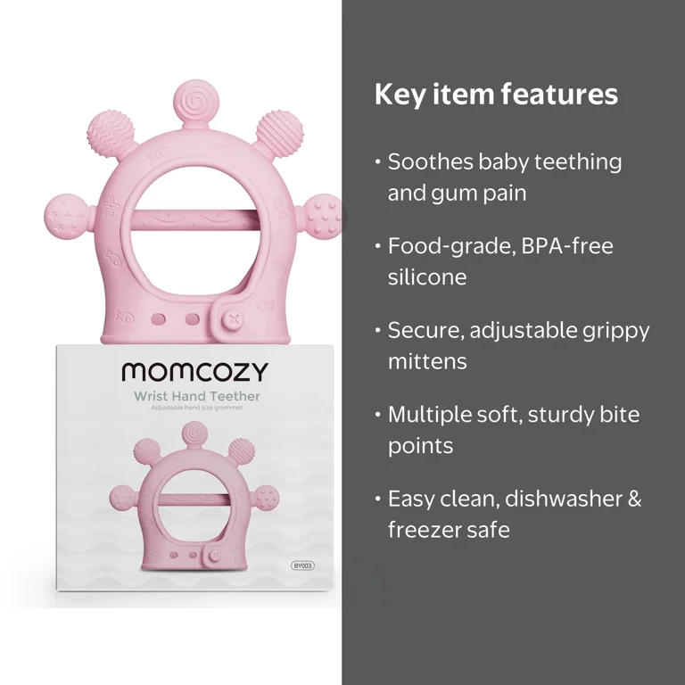 Momcozy, Baby Teething Toy, Pink Diver, 1 Pack, BPA-Free Silicone