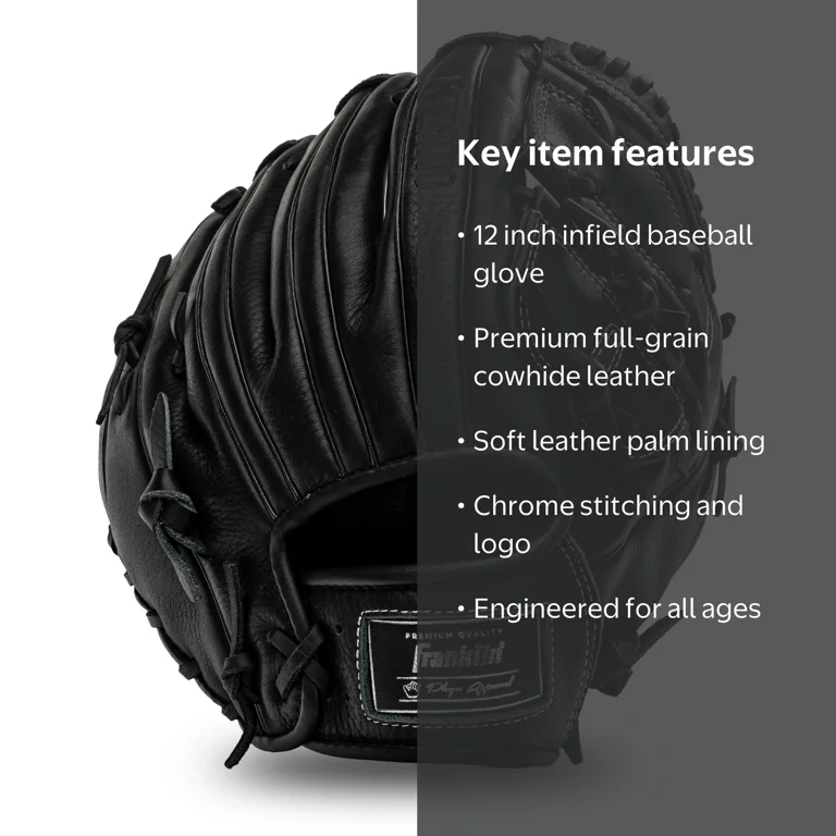 Franklin Sports CTZ5000 Cowhide Leather Baseball Infield Glove, 12