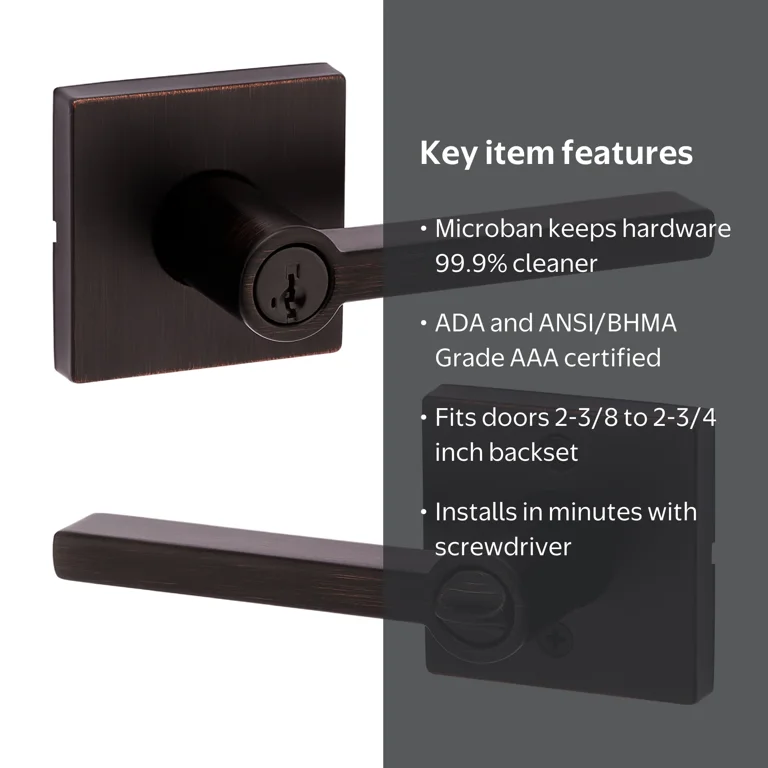 Kwikset Halifax Square Keyed Entry Lever Doorknob with Smartkey