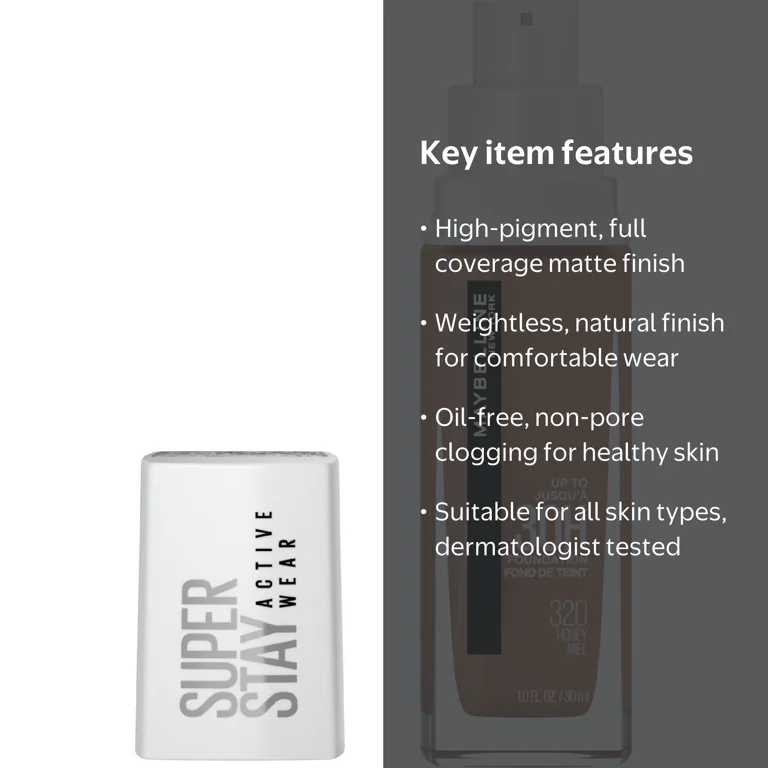 Maybelline Super Stay Full Coverage Liquid Foundation Makeup, 320