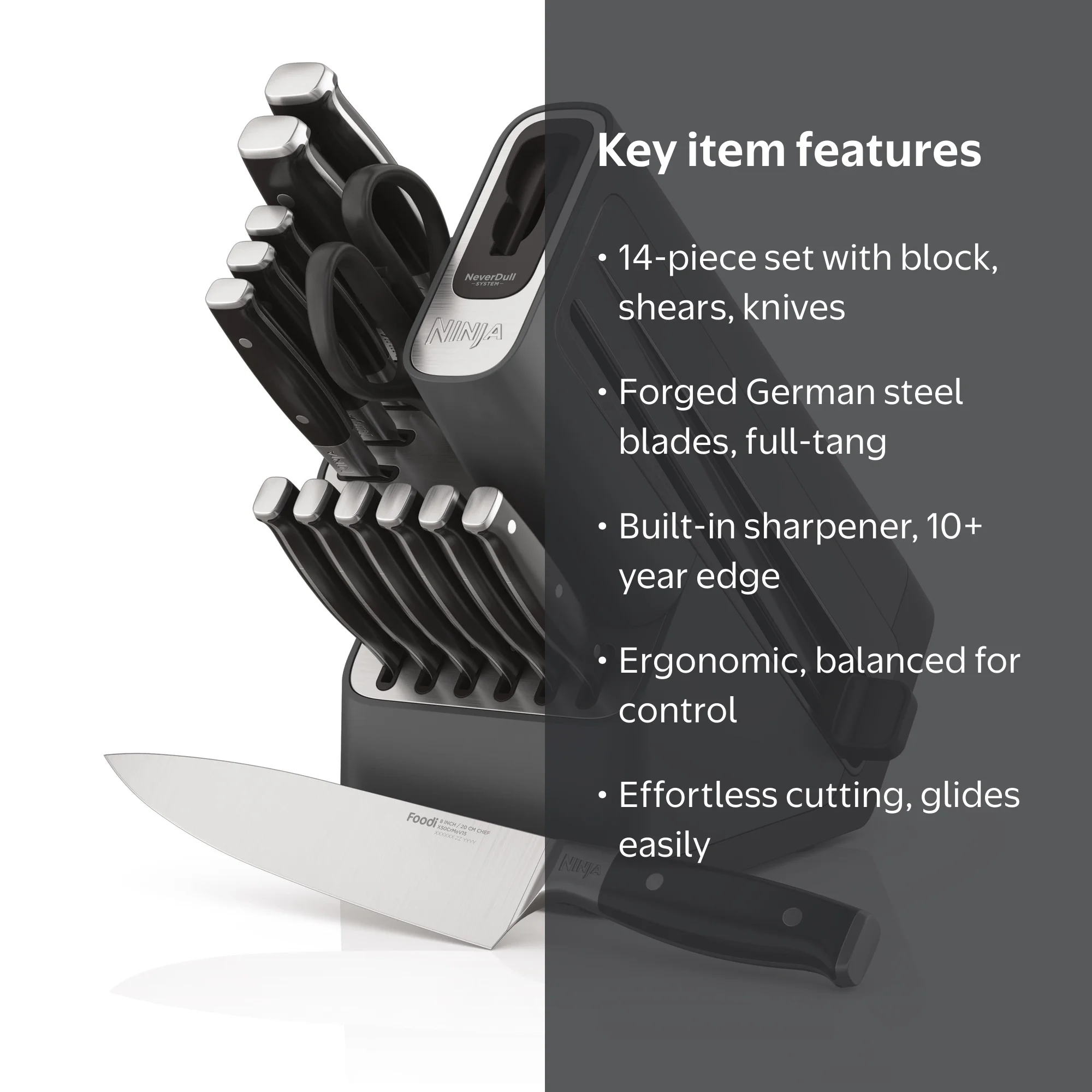 Free Shipping! Ninja NeverDull Premium 14pc German Stainless Steel