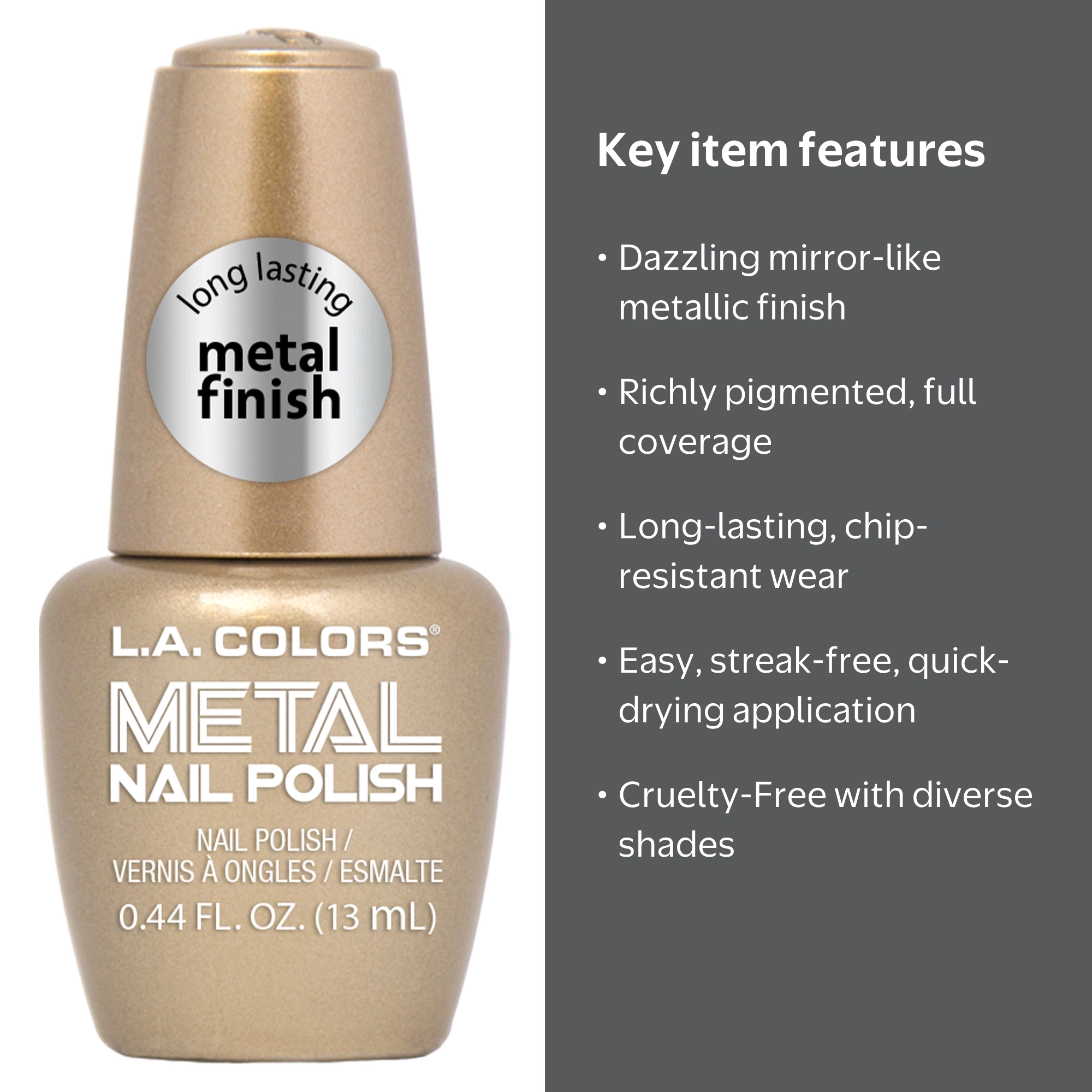L.A. COLORS Metal Nail Polish Bubbly 0.44 fl oz High-Impact
