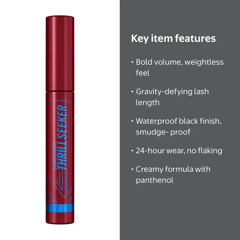 Rimmel Wonder' Thrill Seeker Mascara, Black Waterproof 003, 0.3 fl