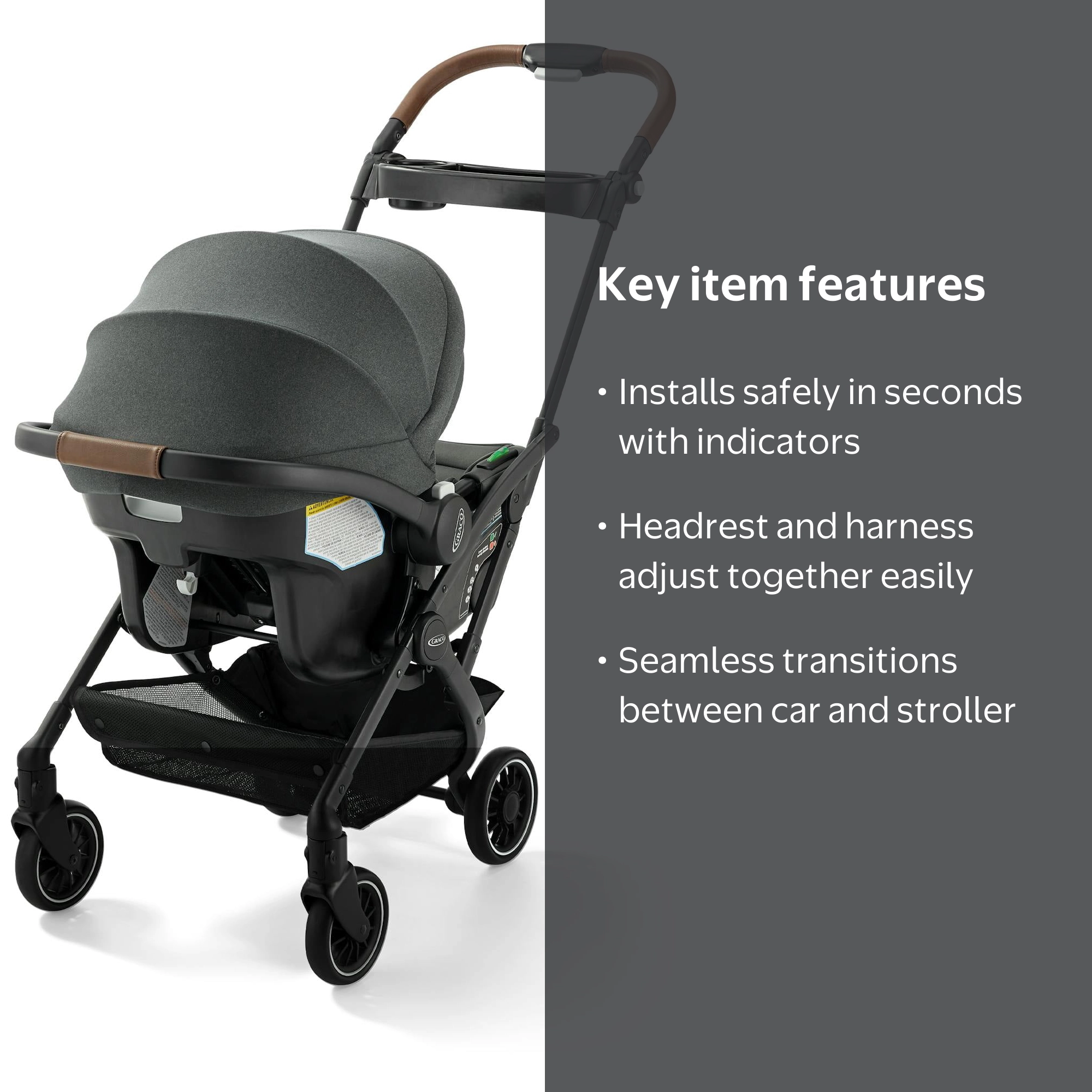 Graco, GoMax Ace 2024 Travel System, Black, Stroller and Car Seat