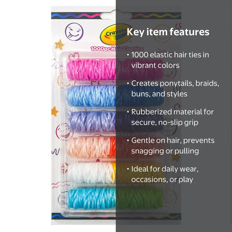 ENCHANTE-CRAYOLA Assorted Polyband Elastics Medium Size 1000ct for