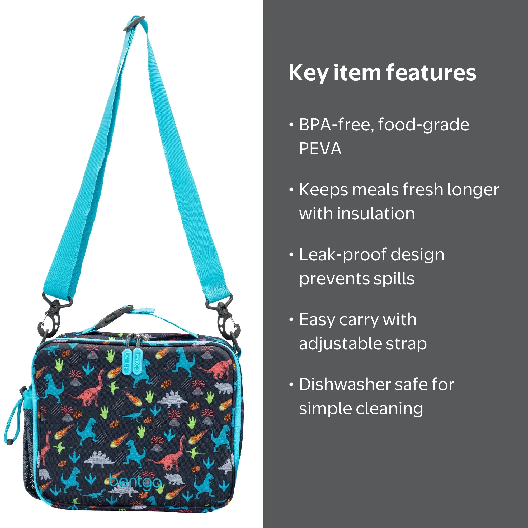 Bentgo Kids Lunch Bag - Dino, Leak-Proof Bento Lunch Box for Kids