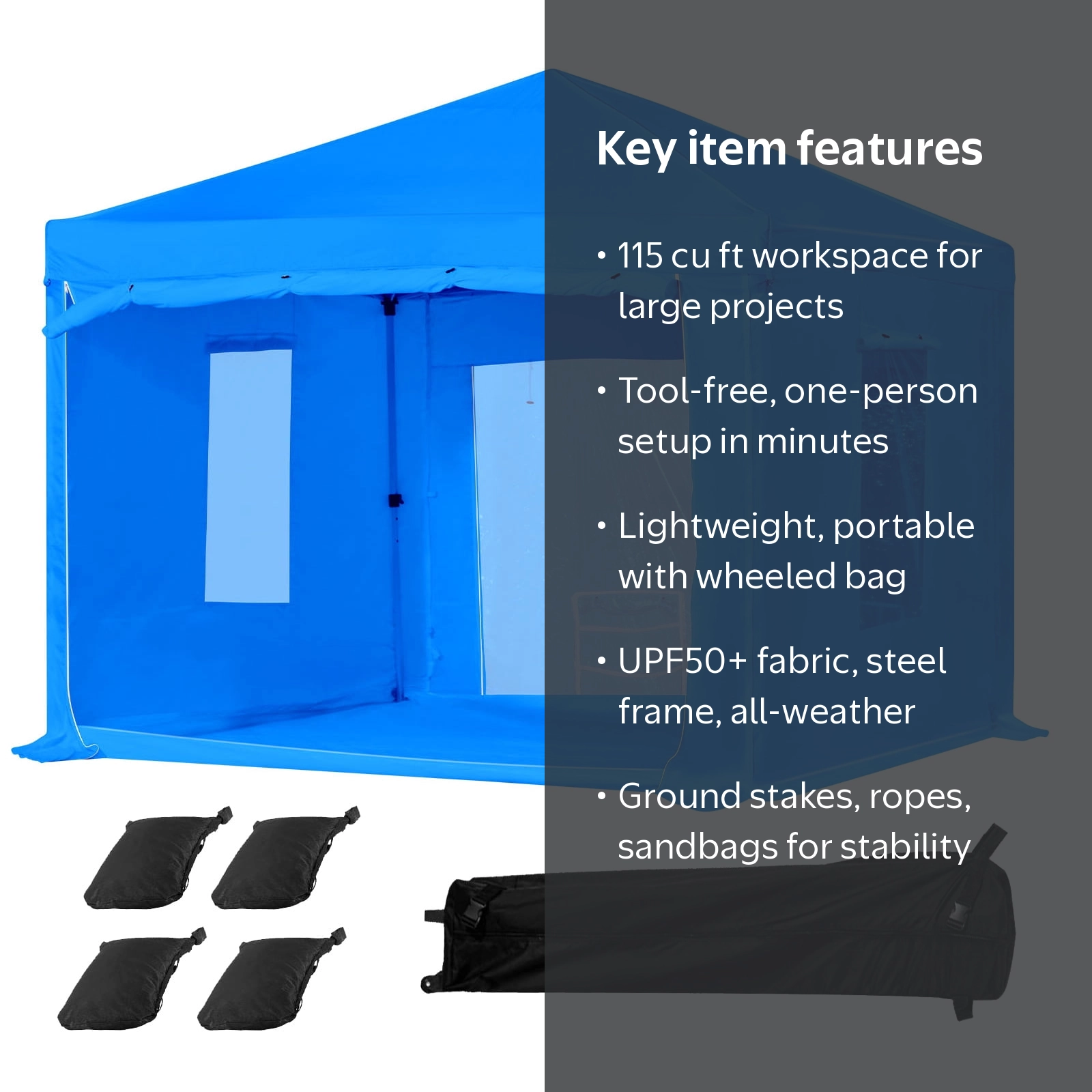 KFFKFF Portable Paint Booth Tent, 115.35 x 115.35 x 71.26 inch