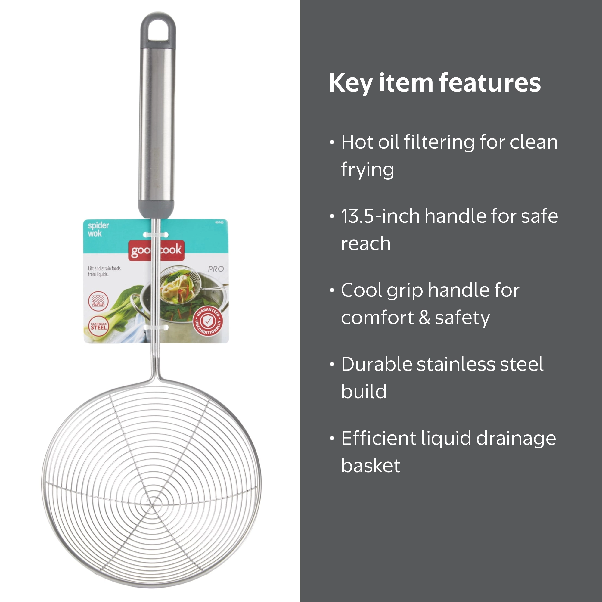 GoodCook, Stainless Steel Spider Wok Strainer, 13.5-Inch Handle