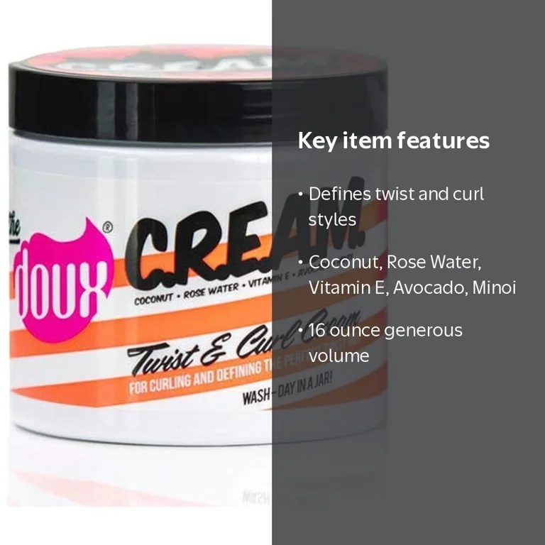 The Doux, Twist and Curl Style Cream, 16 OZ, Coconut and Avocado