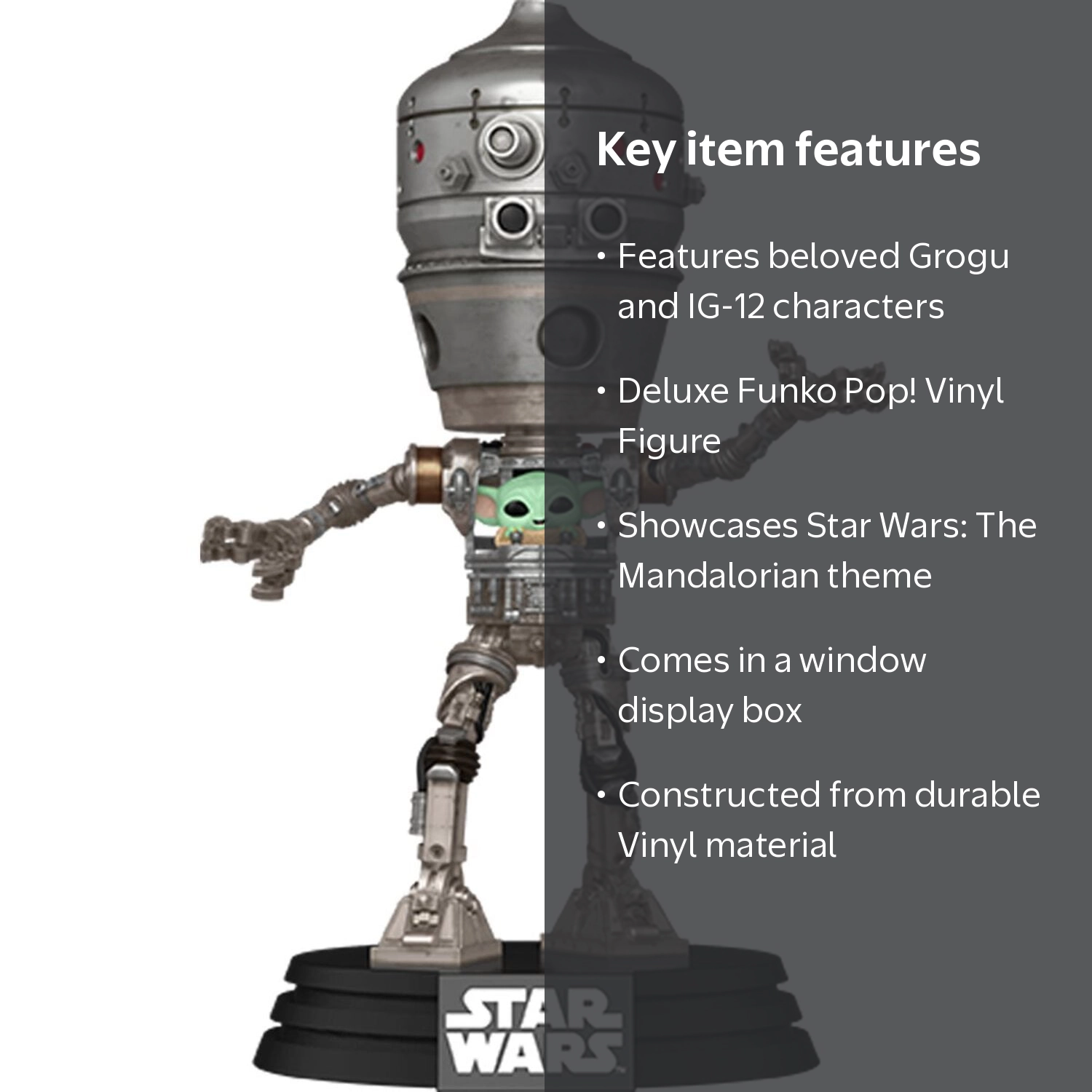 Funko, Star Wars The Mandalorian IG-12 with Grogu Deluxe Pop