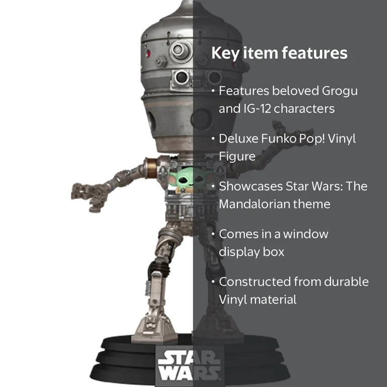 Funko, Star Wars The Mandalorian IG-12 with Grogu Deluxe Pop