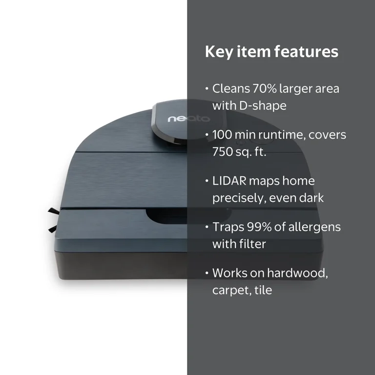 Neato D8 Intelligent Robot Vacuum with Remote Control, Pet