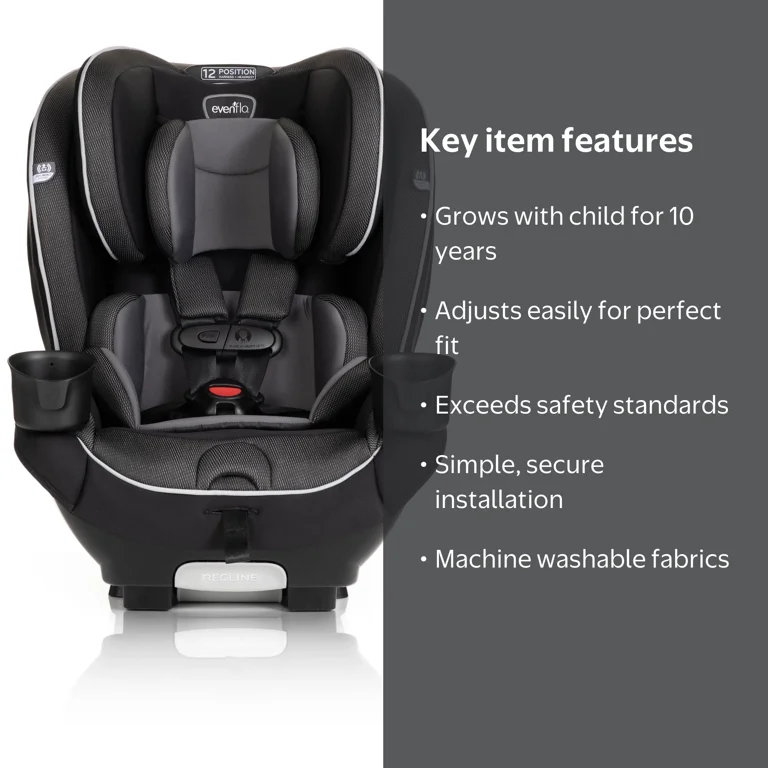 Evenflo EveryKid 3-in-1 Convertible Car Seat, Livingston Gray 