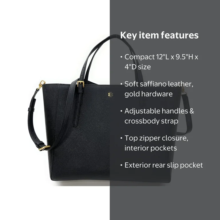 Tory Burch Women's Emerson Saffiano Leather Small Tote (Black