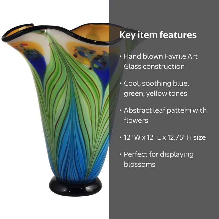 Dale Tiffany Lighting, Kalmia Hand Blown Art Glass Vase, Green