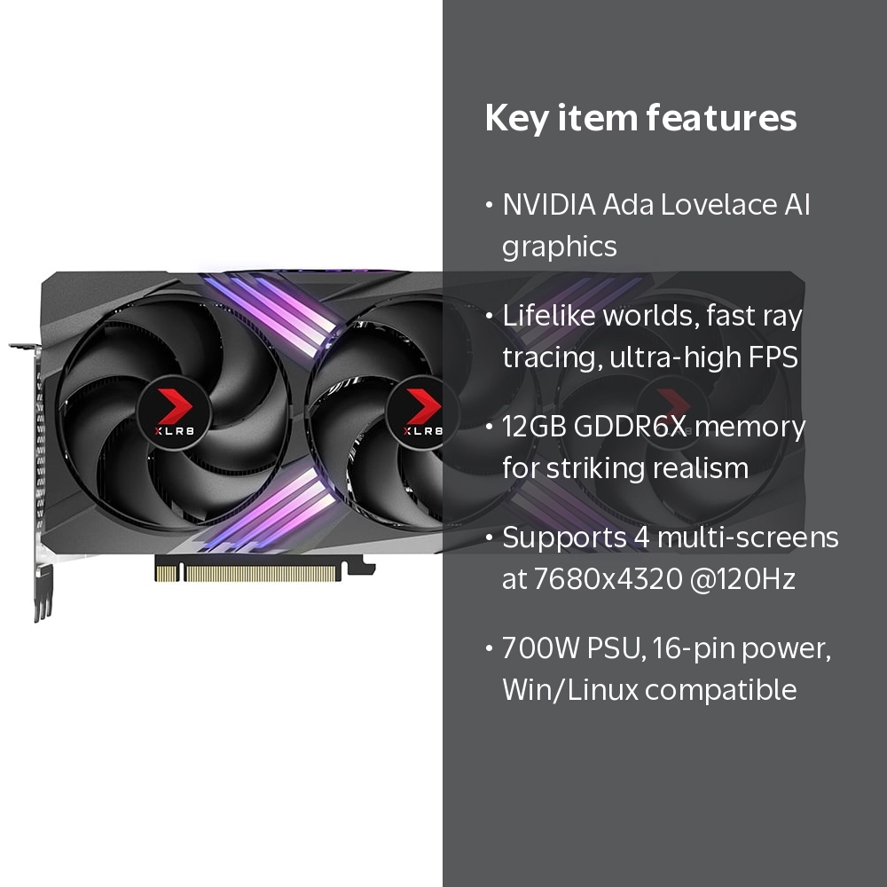峰電　HG Heavy PNY GeForce RTX 4070 Ti 12GB XLR8 Gaming VERTO EPIC-X RGB Triple