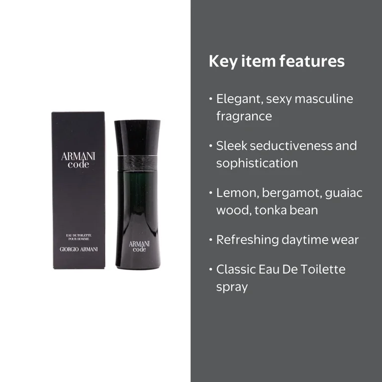 Giorgio Armani, Eau De Toilette Spray, 2.5 Oz, Black Code for Men