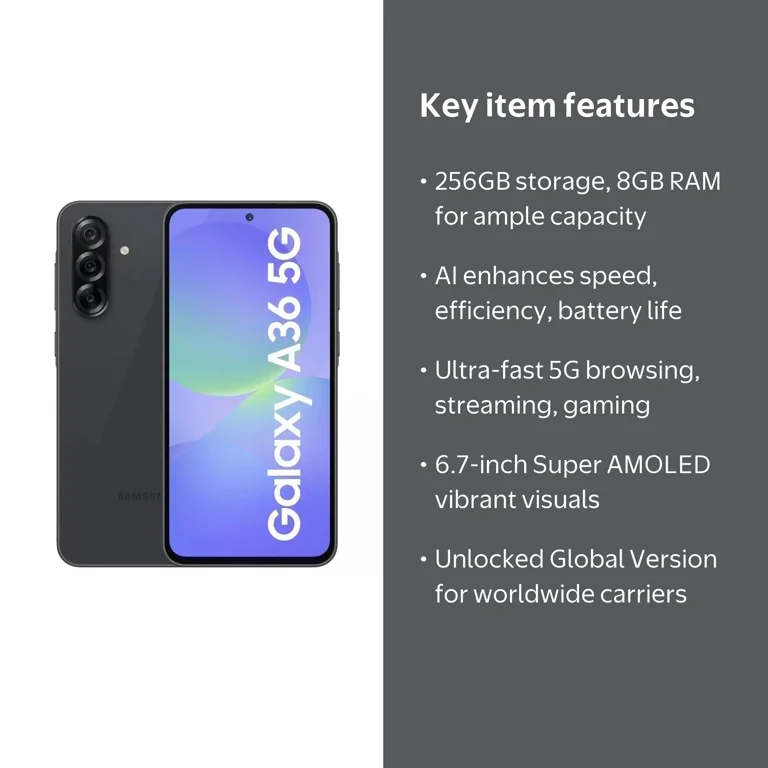 Samsung Galaxy A36 5G AI Smartphone 256GB 8GB RAM 6.7-Inch Super