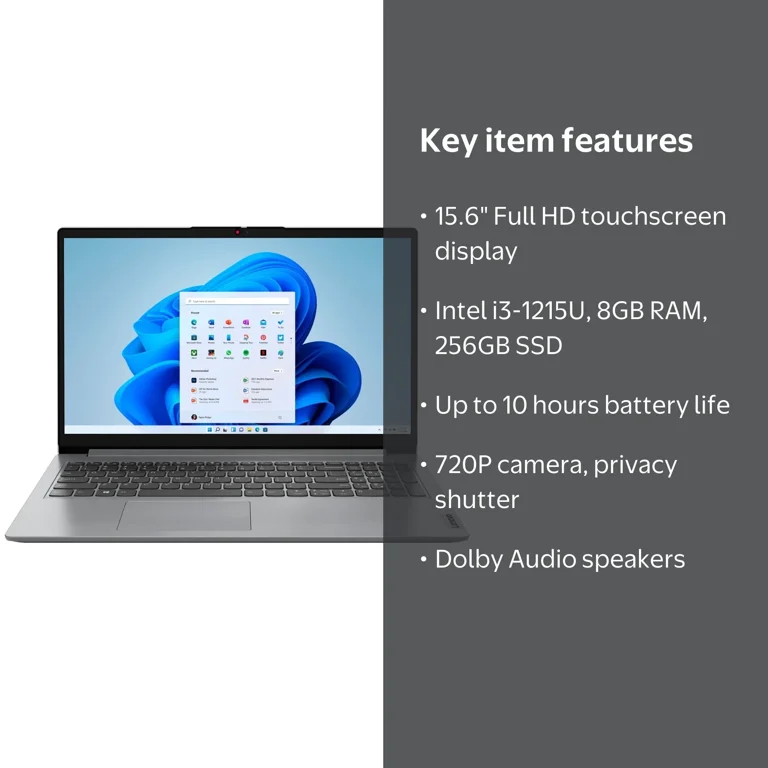 Lenovo IdeaPad 1i Touch Screen Laptop, 15.6