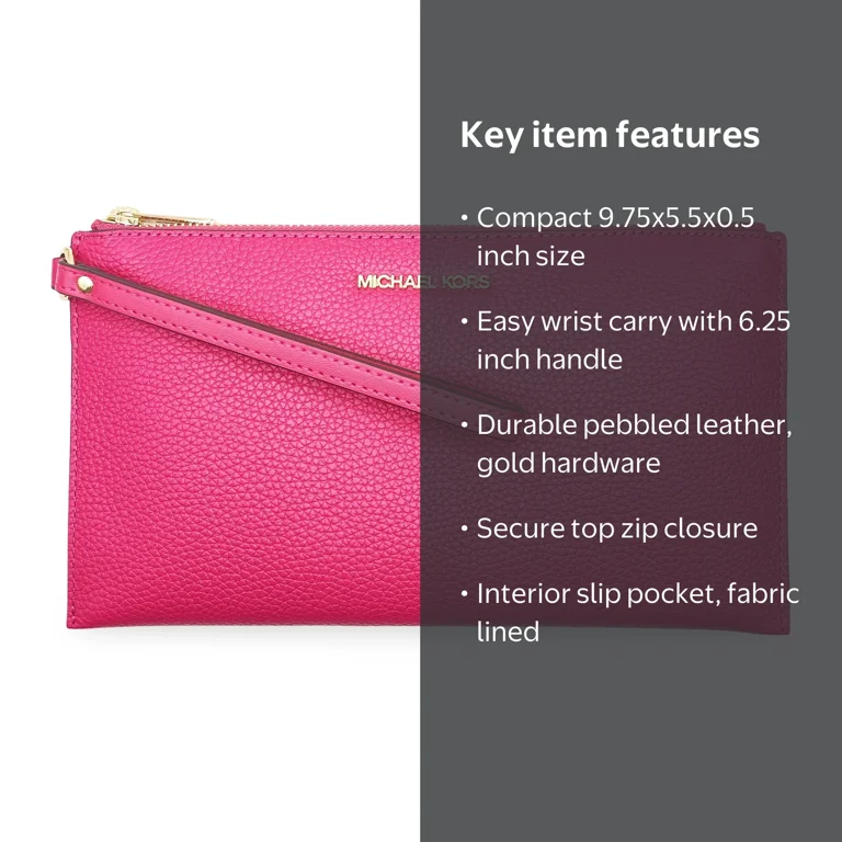 Michael Kors Women's Jet Set Travel Wristlet, Pebbled Leather