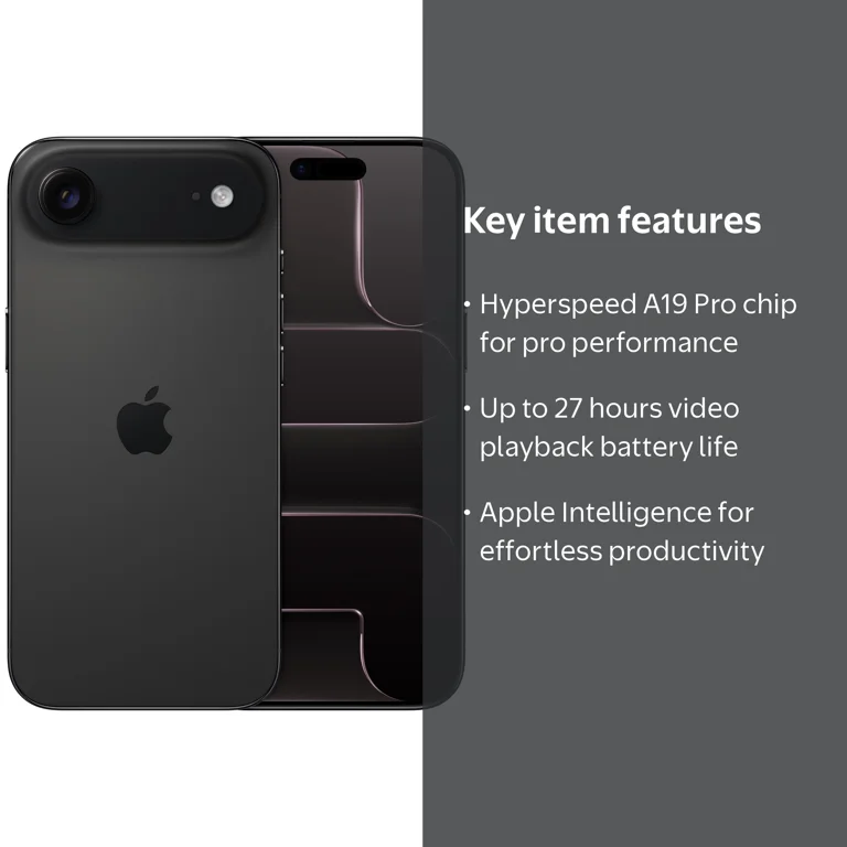 Straight Talk Apple iPhone 17 Air, 5G, 256GB, Black - Prepaid