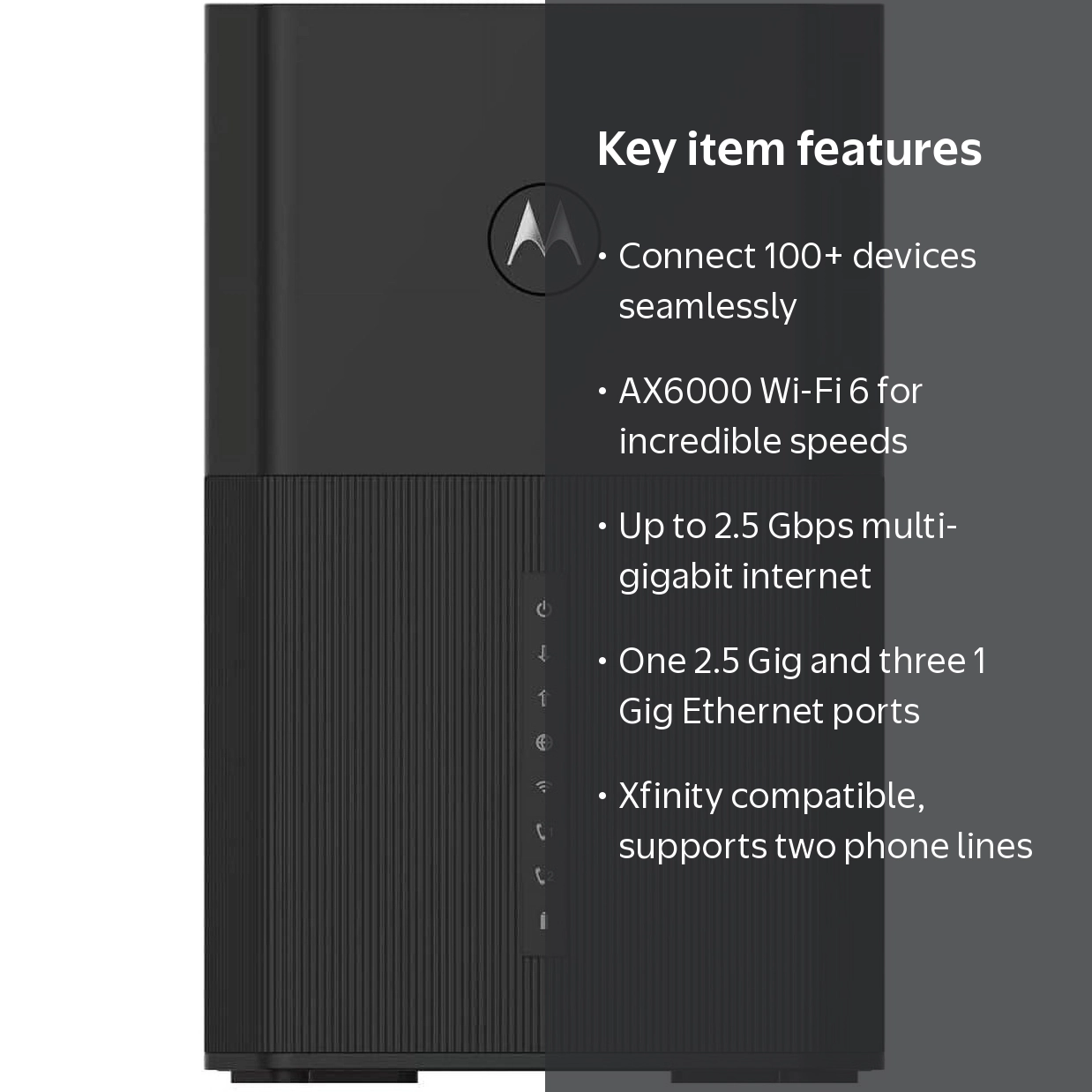 Motorola MT8733 WiFi 6 Router, Multi-Gig Modem, 2 Phone Ports