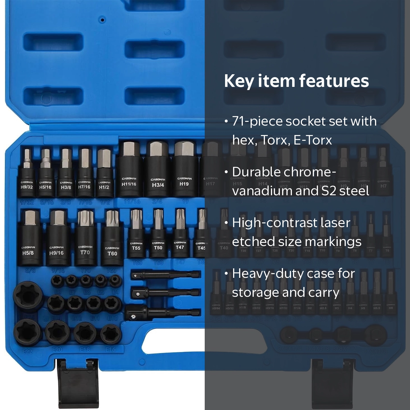 CASOMAN 71-Piece Master Hex & Torx Bit Socket Set, 1/4