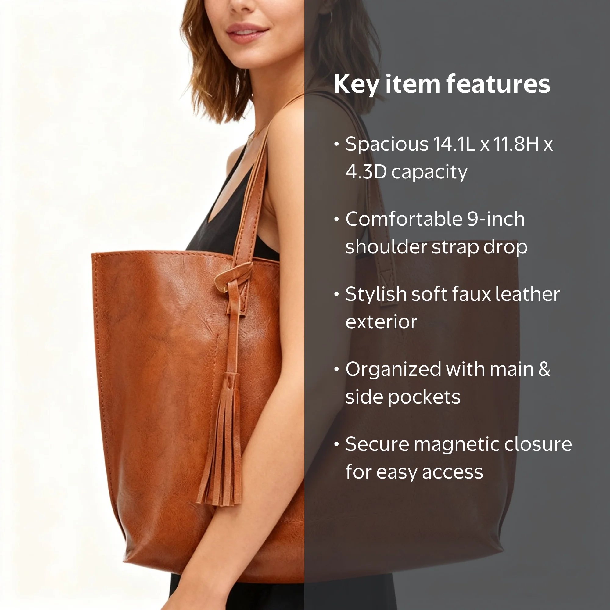MODANU Women's Faux Leather Tote Bag, 14.1