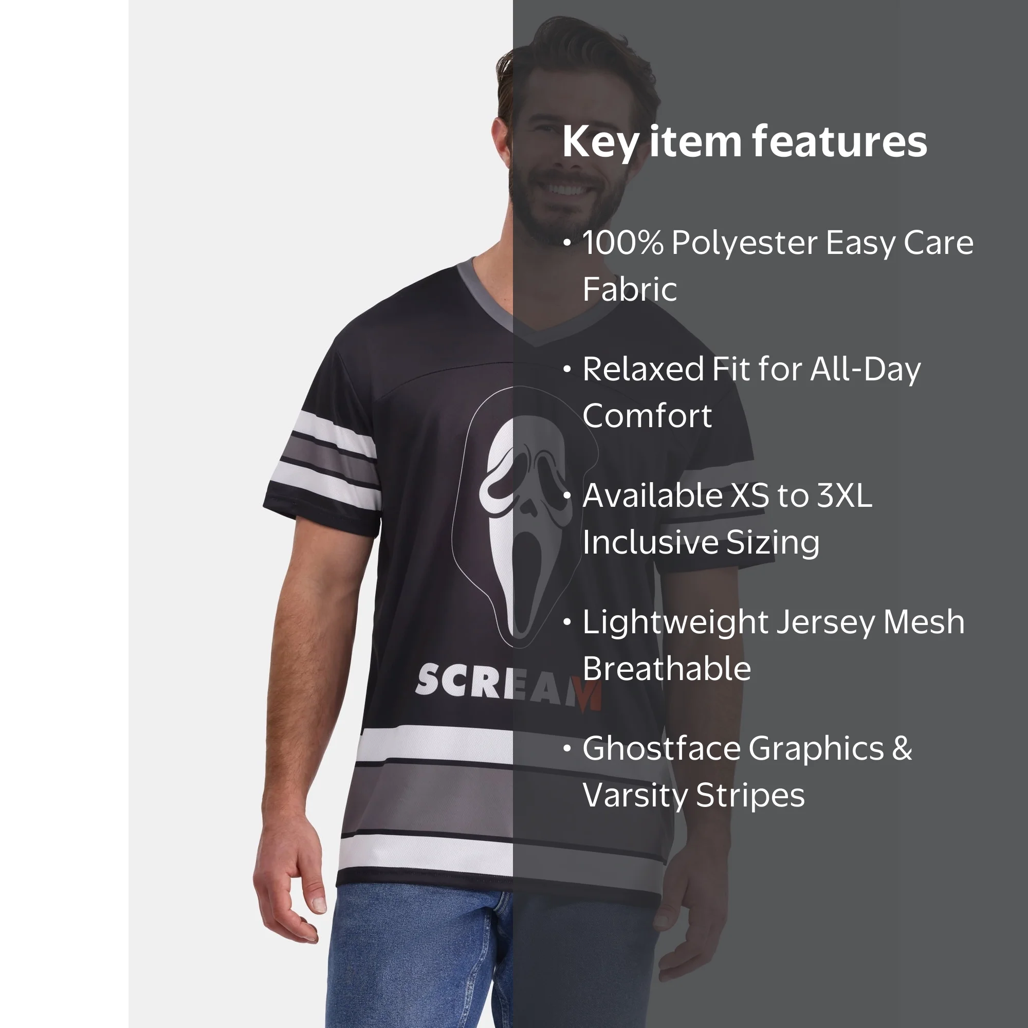 Scream Ghostface Men's & Big Men's Graphic Mesh Soccer Jersey
