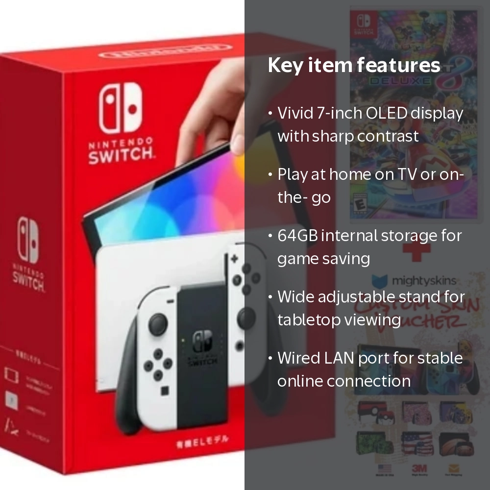 Nintendo Switch OLED Model with White Joy-Con, Mario Kart 8 Deluxe