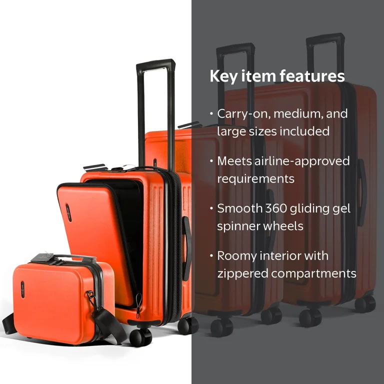 StorageBud, Luggage Set, Orange, Expandable Hardshell Spinner