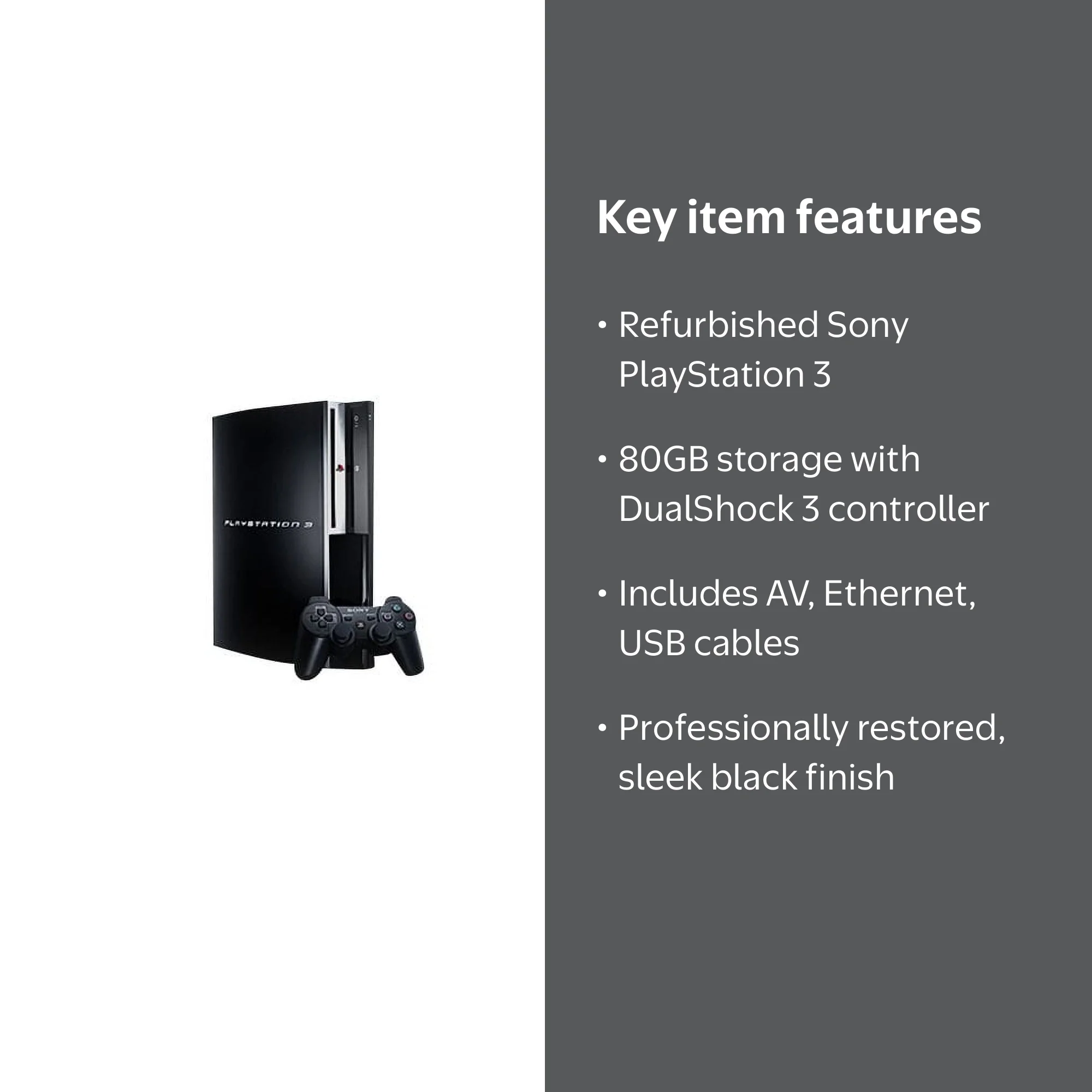Restored Sony PlayStation 3 - Game console - 80 GB HDD - black