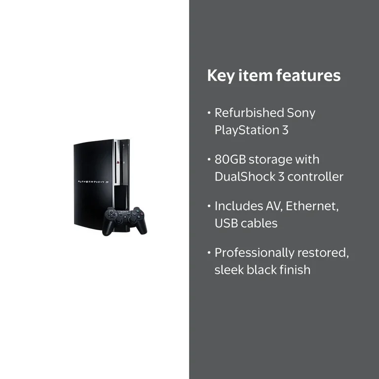Restored Sony PlayStation 3 - Game console - 80 GB HDD - black