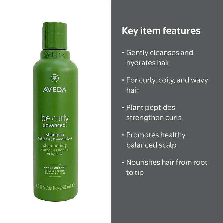 Aveda Be Curly Advanced Shampoo, 8.5 oz, sulfate-free for curly