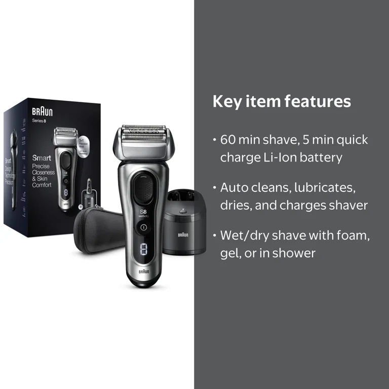 Braun Series 8 8457CC Electric Shaver, Wet & Dry, Beard Trimmer