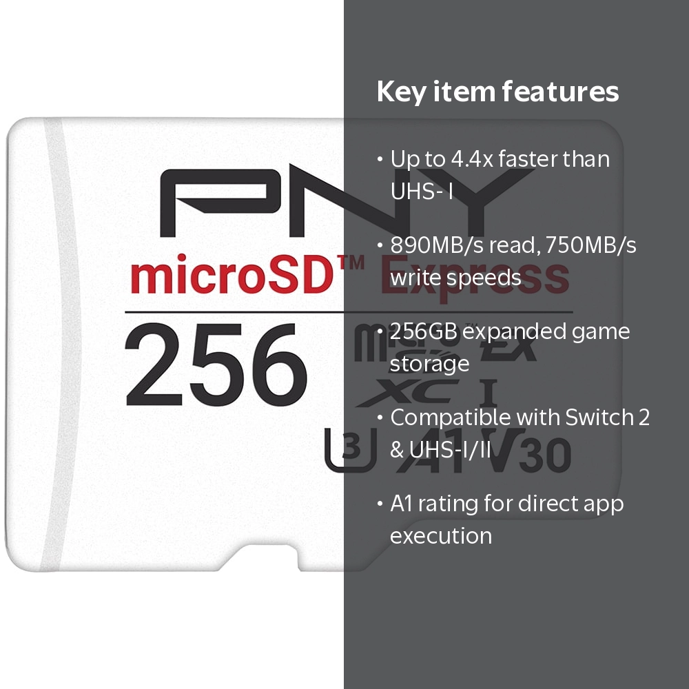PNY microSD™ Express 256GB UHS-I U3 V30 A1 microSDXC Flash Memory
