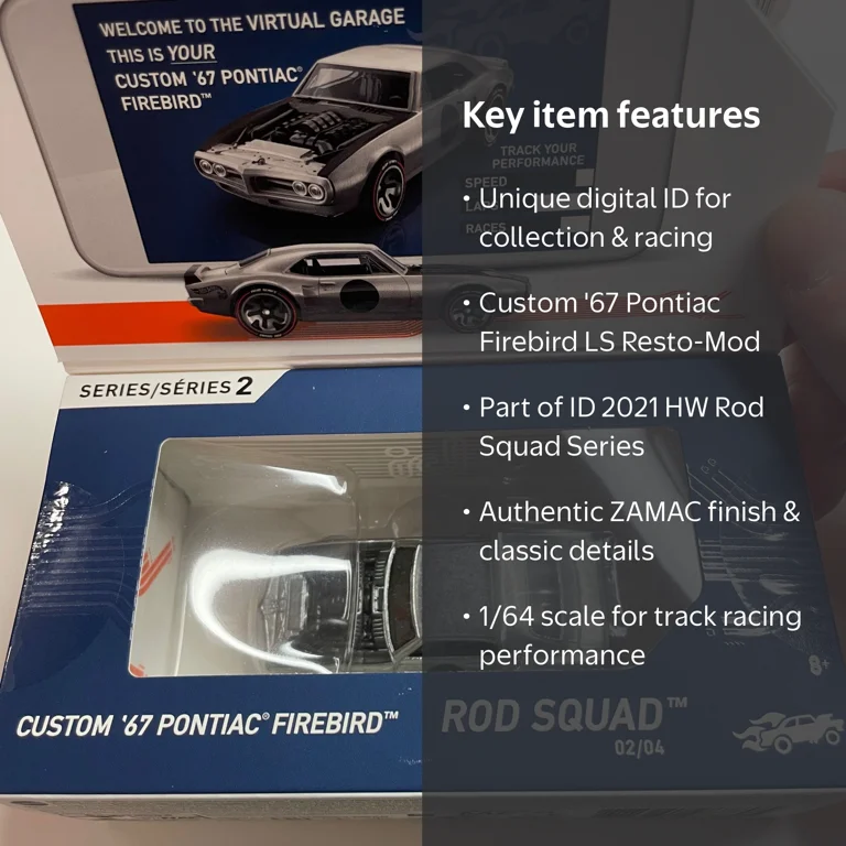 Mattel Hot Wheels ID Car, Custom '67 Pontiac Firebird, Zinc Finish