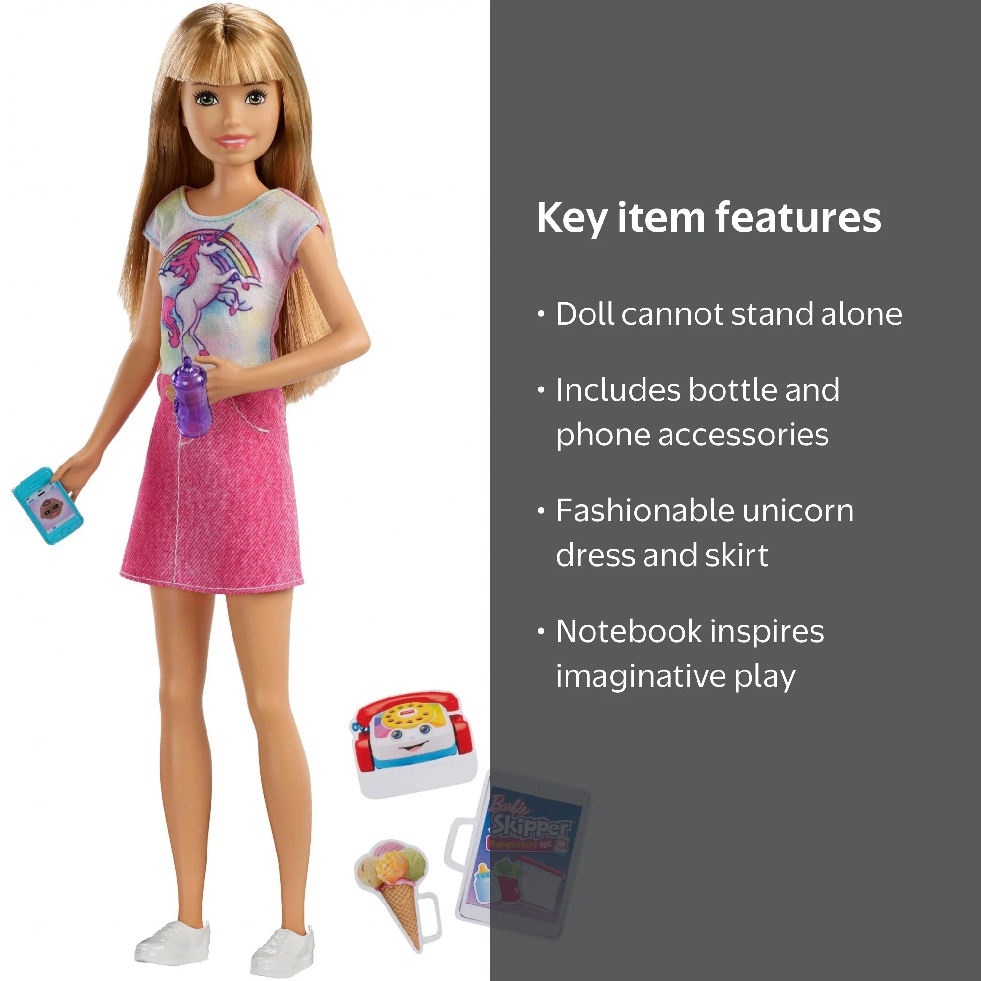 Barbie Babysitting Skipper Doll, Blonde with Phone and Baby Bottle