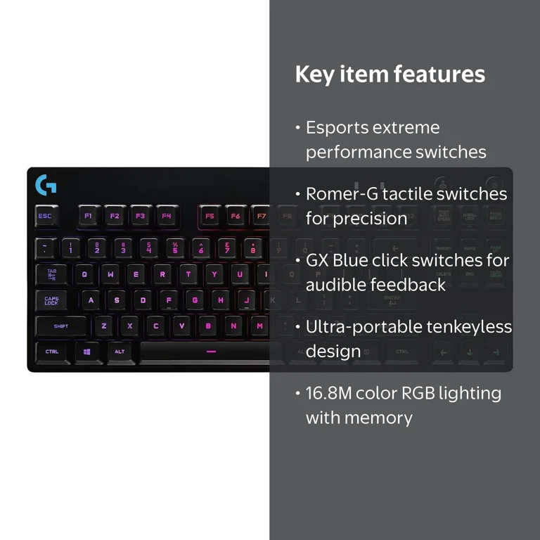 Logitech, Usb Gaming Keyboard, Black, Lightsync RGB Backlit Keys