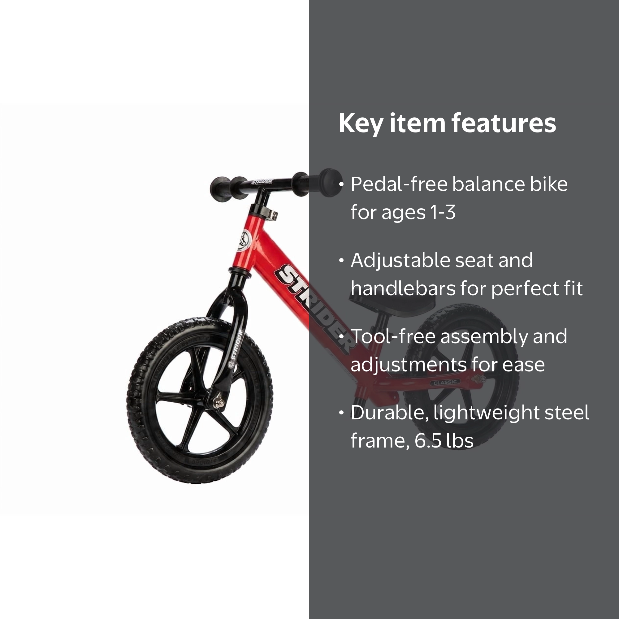 Strider 12 Classic Bike, Red - No Pedal Balance Bicycle for Kids 1