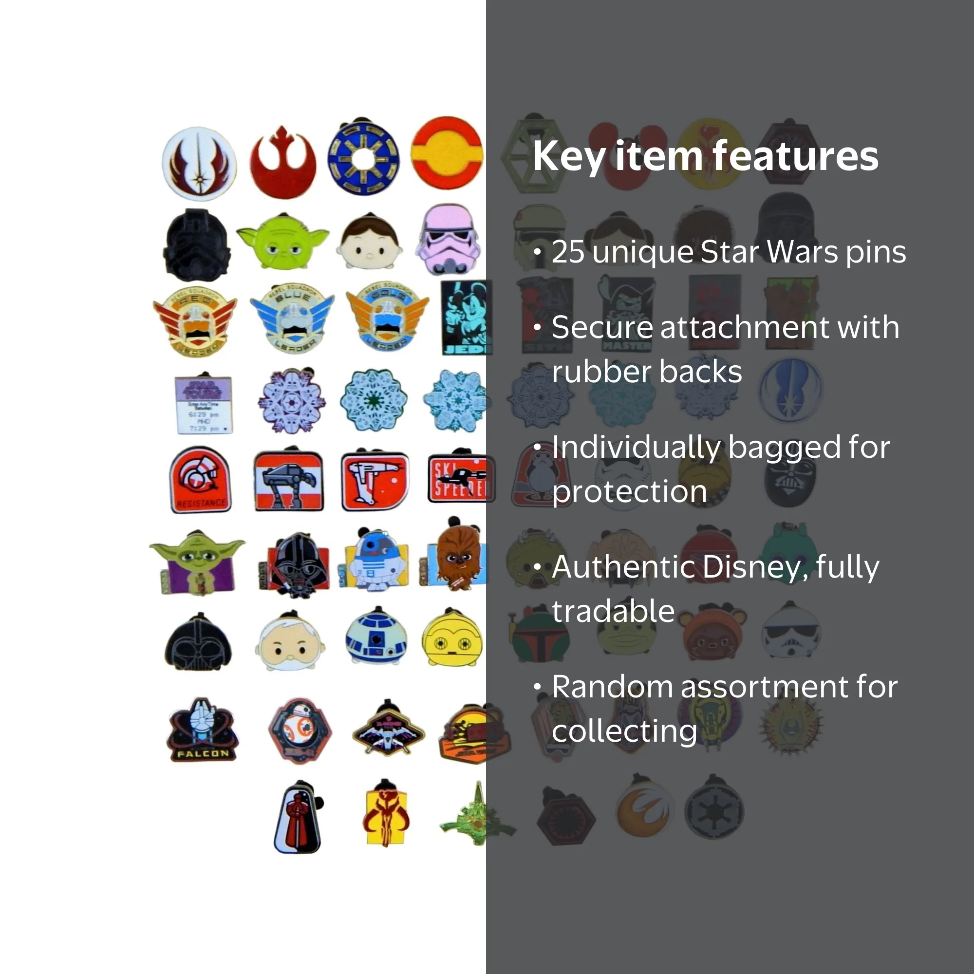 Star Wars Disney Park Trading Pins Starter Set, 25 Assorted
