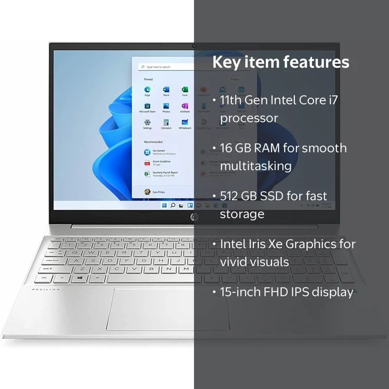 Free Shipping! HP Pavilion 15-inch FHD Laptop, 11th Gen Intel Core