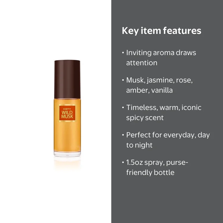 Wild Musk, Cologne Spray for Women, 1.5oz, Feminine Scent
