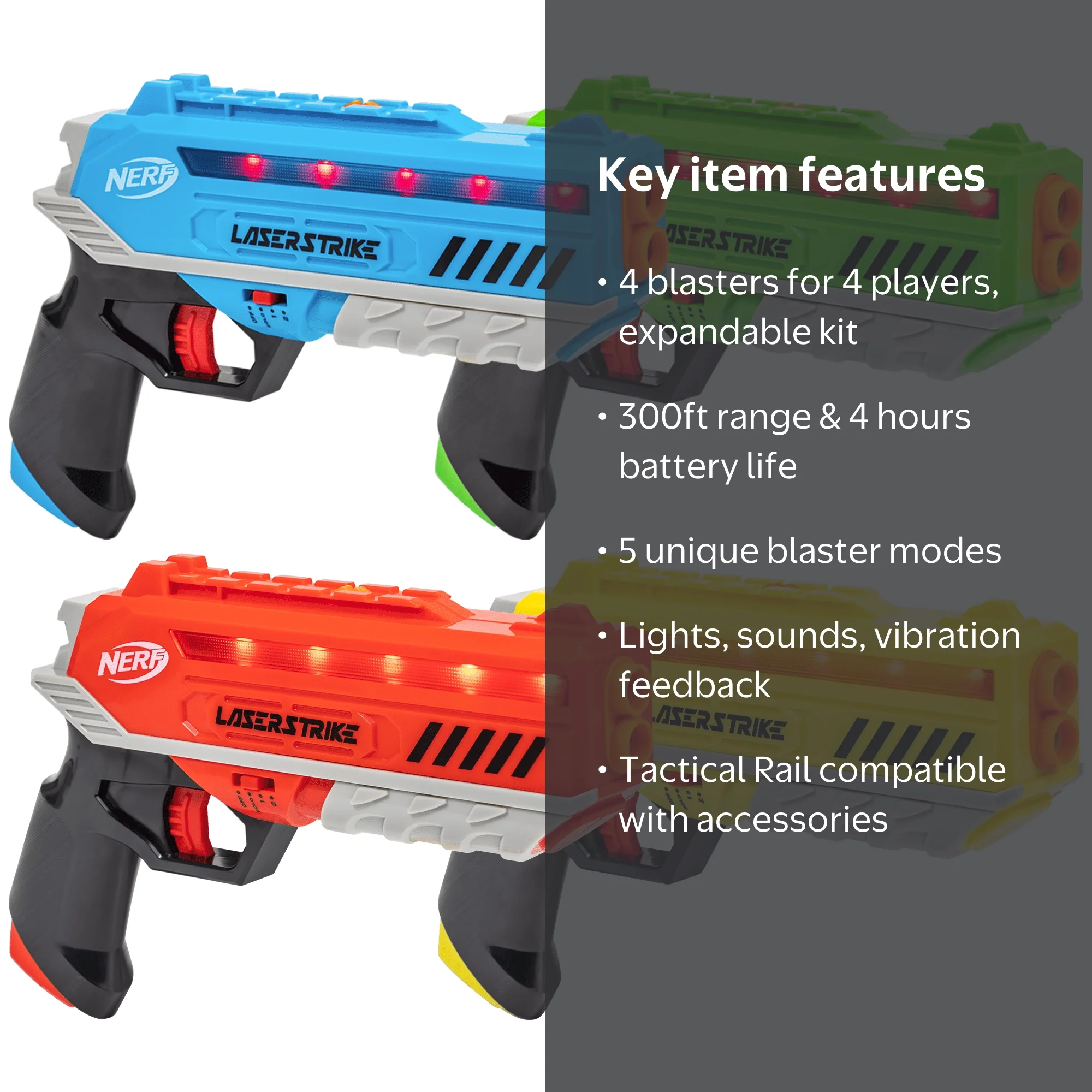 NERF LASER OPS PRO トイガン4台セット！ Nerf Laser Strike 4-Player Laser Tag Blaster Set, Rocket Shooter