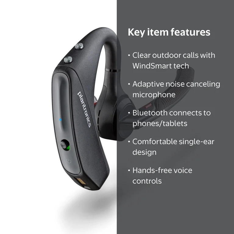 Plantronics, Wireless Headset, Noise-Canceling Mic, Ergonomic