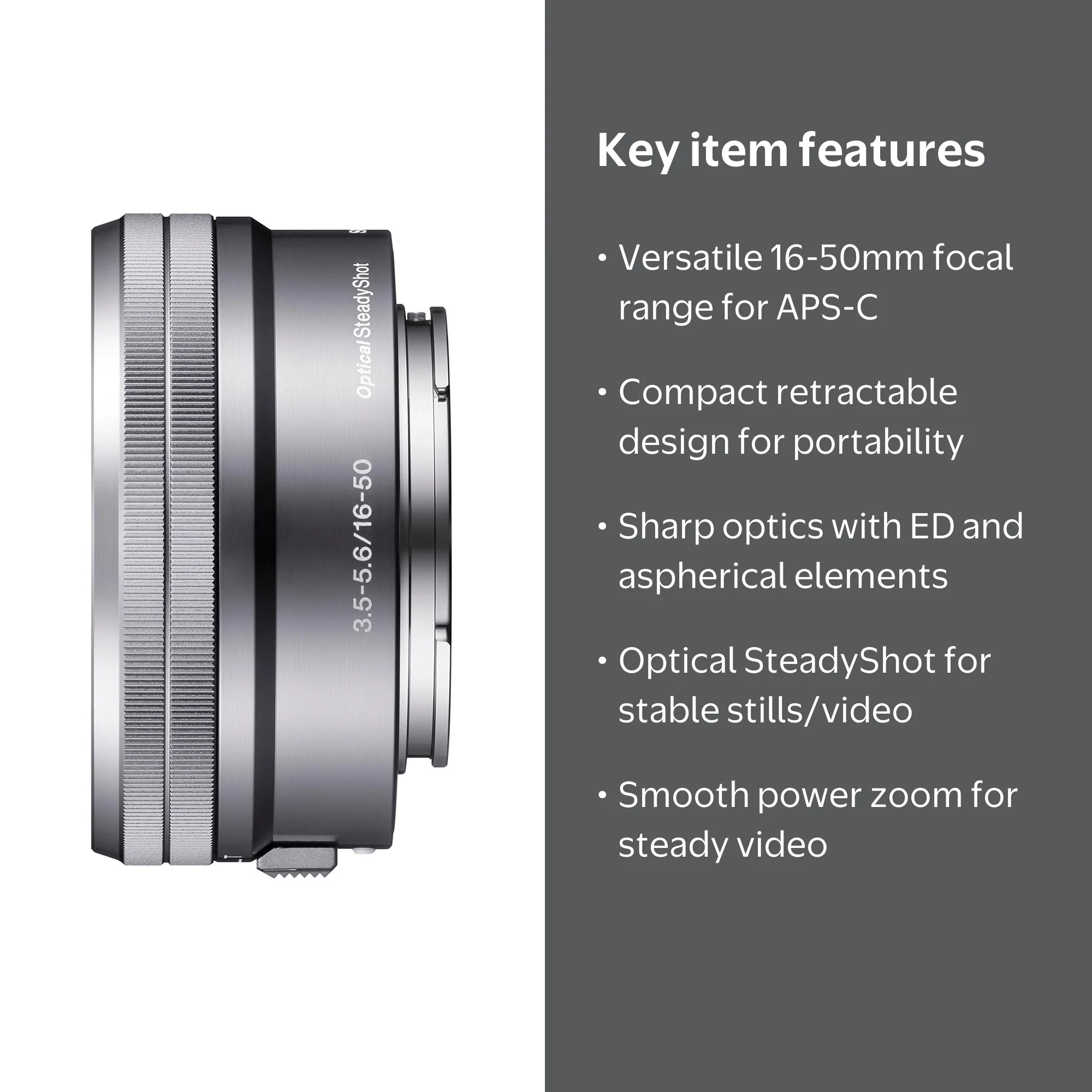 Sony Mirrorless Camera Lens - E PZ (16-50mm) f/3.5-5.6 OSS Lens