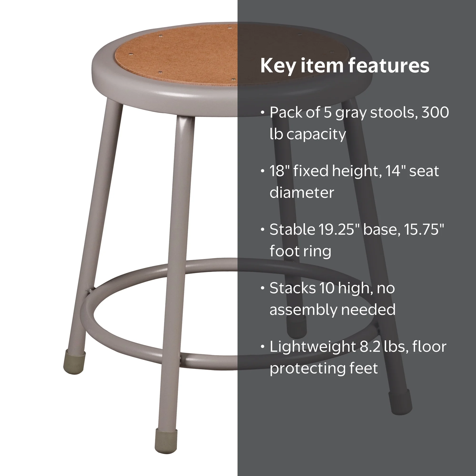 Learniture Heavy Duty Metal Lab Stool - 18