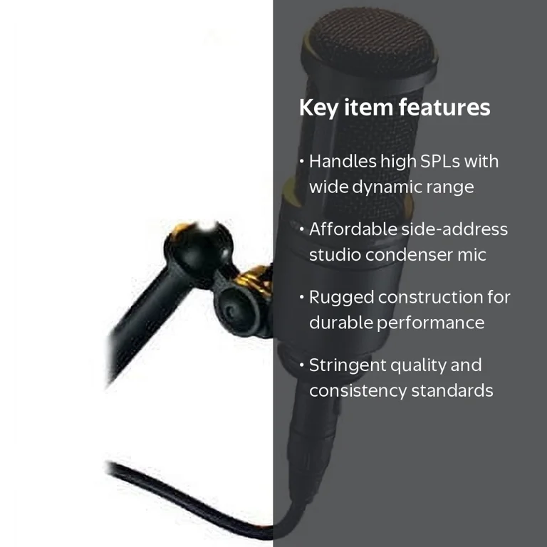 Audio-Technica, Studio Microphone, Side Address Condenser, Black