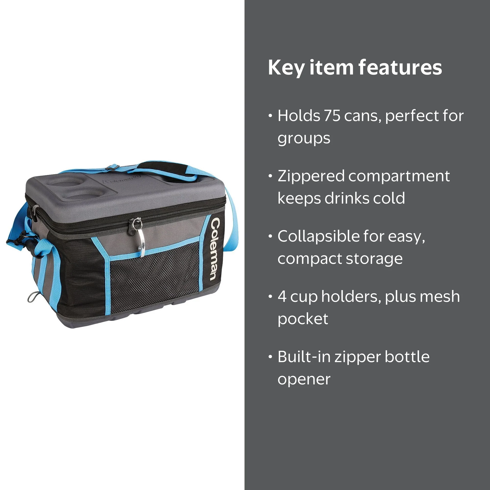 19.99 walmart ソンホ Coleman 75 Can Collapsible Sport Cooler - Gray/Blue - Walmart.com